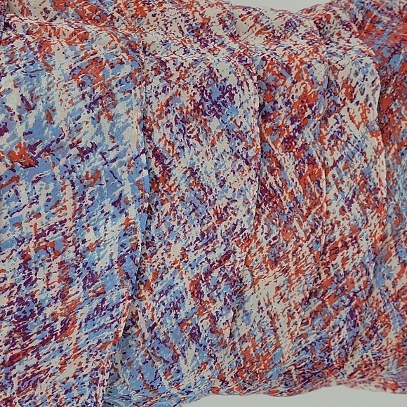 Forever 21 Flowing Lightweight Tiered Layer Top Red And Blue Abstract Print Sz S - Picture 5 of 7